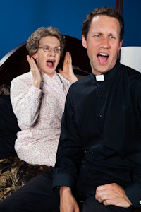 Pictured Left to Right: Tamar Cohn as Colleen and Wylie Herman as Matthew in 100 Saints You Should Know by Kate Fodor; a Theatre Rhinoceros Production at Thick House Theatre. Photo by Kent Taylor.