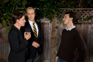 Pictured left to right: John Fisher as Paul; Maryssa Wanlass as Diane and Ben Calabrese as Jim in To Sleep and Dream by John Fisher; A Theatre Rhinoceros production at Z Below; Photo by Kent Taylor.