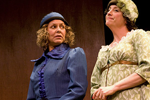 Sheila Balter and JoAnne Witner, in Miss Furr and Miss Skeene, by Gertrude Stein, a story performed in Three On a Party. photography by Kent Taylor.