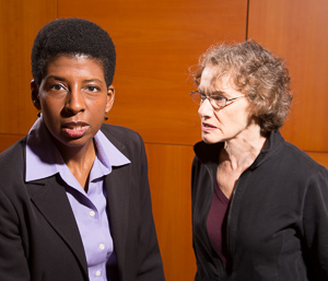 Pictured left to right: Velina Brown* as Ann and Tamar Cohn as Cathy in THE ANARCHIST by David Mamet; Directed by John Fisher; A Theatre Rhinoceros Production at the Eureka Theatre; Photo by David Wilson. (*Member Actors' Equity Association.)