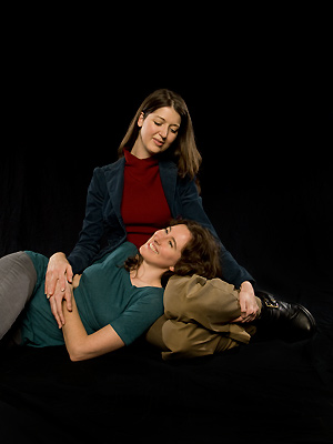 Theatre Rhinoceros (John Fisher, Executive Diurector) presents "A Beautiful View" by Daniel MacIvor, directed by Cristina Alicea. Pictured left to right: Jeanette Harrison as Mitch, Alexandra Creighton as Liz. 