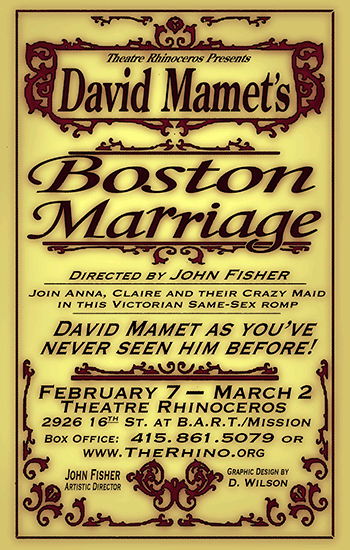 Boston Marriage at Theatre Rhino February 7 to March 2