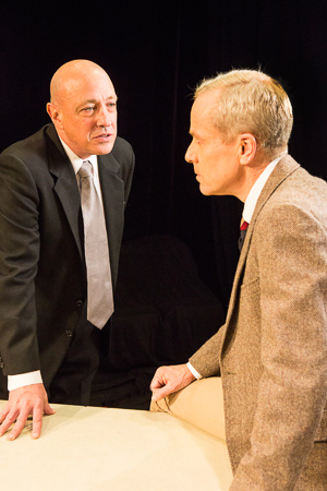 Michael DeMartini (Smith) and John Fisher (Turing) in BREAKING THE CODE by Hugh Whitemore. A Theatre Rhinoceros Production. Photo by David Wilson