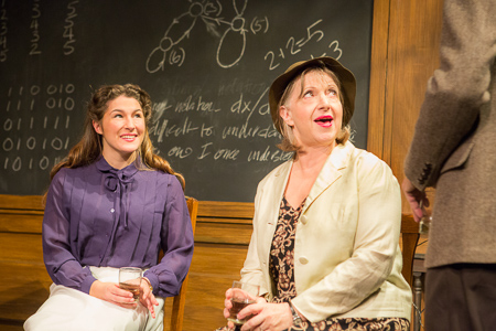 Pictured left to right: Kirsten Peacock as Pat, Celia Maurice as Sara in Breaking the Code by Hugh Whitemore; A Theatre Rhinoceros production at the Eureka Theatre. Photo by David Wilson.