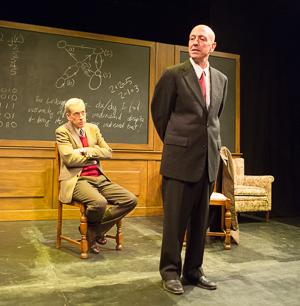 Pictured left to right: John Fisher as Turing, Michael DeMartini as Smith in Breaking the Code by Hugh Whitemore; A Theatre Rhinoceros production at the Eureka Theatre. Photo by David Wilson.