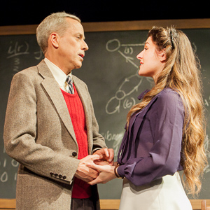 Pictured left to right: John Fisher as Turing, Kirsten Peacock as Pat in Breaking the Code by Hugh Whitemore; A Theatre Rhinoceros production at the Eureka Theatre. Photo by David Wilson.

