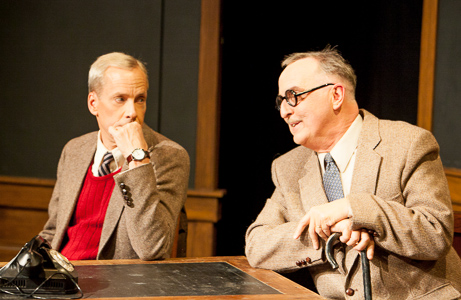 Pictured left to right: John Fisher as Turing, Val Hendrickson as Knox in Breaking the Code by Hugh Whitemore; A Theatre Rhinoceros production at the Eureka Theatre. Photo by David Wilson.
