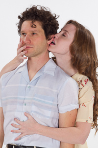 Pictured left to right: Aaron Wilton as August and Gwen Kingston as Clare in Something Cloudy, Something Clear by Tennessee Williams; Directed by John Fisher; a Theatre Rhinoceros production at the Eureka Theatre; Photo by Kent Taylor.