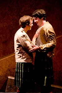William J. Brown III as Mac and Evan Bartz as Radclyff in Fighting Mac! by John Fisher; a Theatre Rhinoceros production at Thick House; Photo by Kent Taylor.