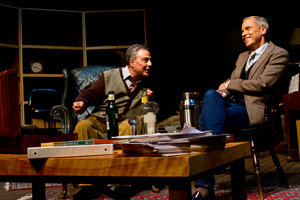 Pictured left to right: Donald Currie as Auden and John Fisher as Britten in The Habit of Art by Alan Bennett; directed by John Fisher; a Theatre Rhinoceros production at Z Below; photo by Kent Taylor.