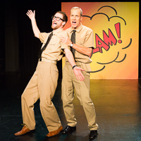 Pictured left to right: JD Scalzo as Spru and John Fisher as Fletch in The Battle of Midway! Live! Onstage! by John Fisher and Don Seaver. A Theatre Rhinoceros Production at The Costume Shop. Photo by David Wilson.
