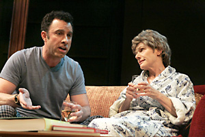 Pictured left to right:  Christopher M. Nelson as Jack and Tamar Cohn as Doreen in A Necessary Evilby John Fisher?Photo by David Wilson