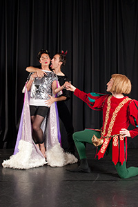 Pictured left to right: Jean Franco, Robert Kittler, and Sean Keehan in SEX REV: THE JOSE SARRIA EXPERIENCE, written and directed by John Fisher; produced by Theatre Rhinoceros; photos by Kent Taylor.  