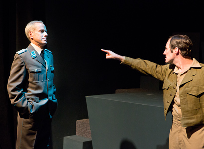 Pictured left to right: John Fisher as Oberst Klambach and Sean Keehan as Captain Conroy in SHAKESPEARE GOES TO WAR by John Fisher; a Theatre Rhinoceros Production at Thick House Theater. Photo by David Wilson