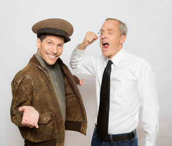 Pictured left to right: Gabriel A. Ross as Harry Jr. and John Fisher as Oberst Klambach in SHAKESPEARE GOES TO WAR by John Fisher; A Theatre Rhinoceros Production at Thick House; Photo by David Wilson.