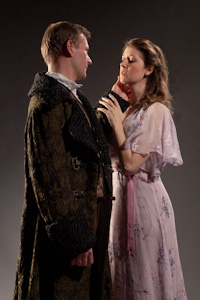 Pictured from left to right: Ryan Tasker as Felice and Alexandra Creighton at Clare in The Two-Character Play by Tennessee Williams. A Theatre Rhinoceros production at the Eureka Theatre. Costumes by Christine U'Ren, photo by Kent Taylor.