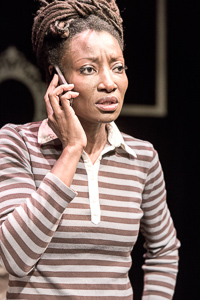 Pictured: Nkechi as Natasha in WALK LIKE A MAN by Laurinda D. Brown; directed by John Fisher. A Theatre Rhinoceros Production at The Costume Shop. Photo by David Wilson.