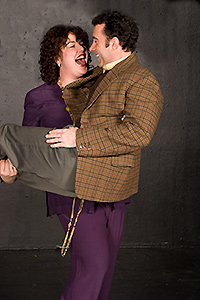 Pictured: (left to right) Leanne Borghesi as Trina and Christopher M. Nelson as Mendel in "Falsettos", by William Finn and James Lapine, at Theatre Rhinoceros.  Directed by Hector Correa; musical direction by Mark Hanson.  Photo by Kent Taylor.